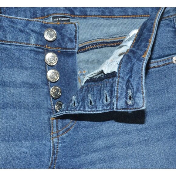 True Religion Becca Mid Rise Bootcut Blue Jeans Slim 25 Button Fly Cowgirl - Picture 4 of 12